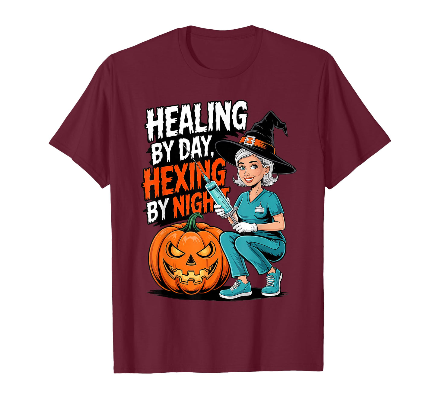 Healing by Day, Hexing by Night Nurses Witchews Halloween T-Shirt