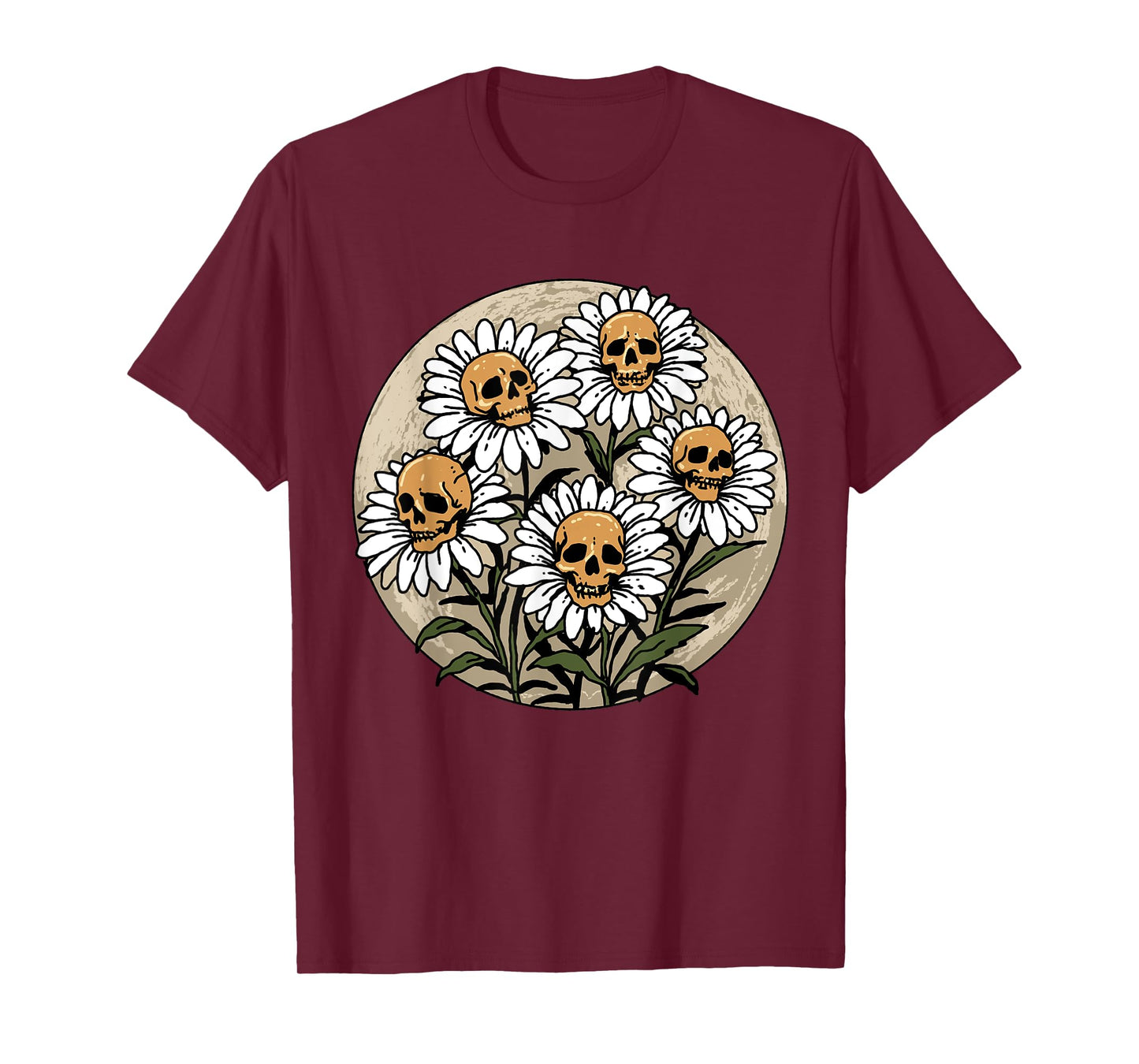 Skull Shirt Spooky Daisy Flower Creepy Skull Daisies T-Shirt