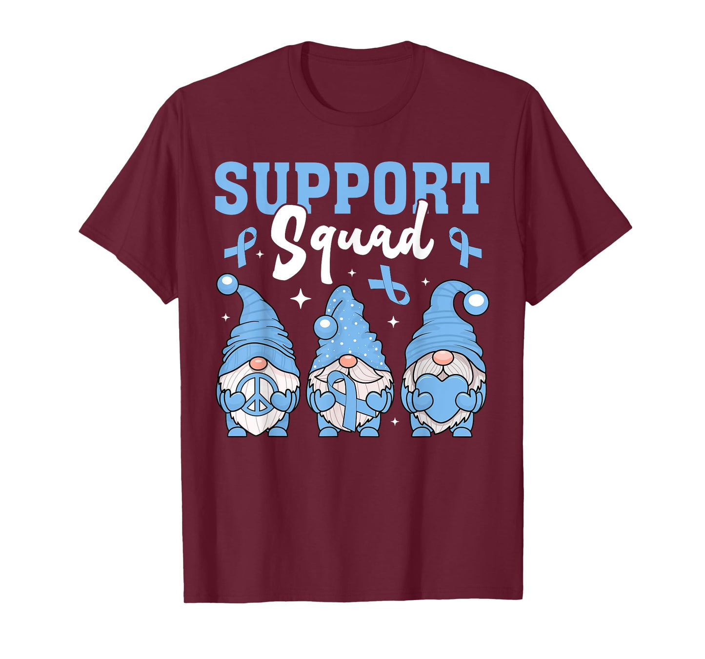 Support Squad Prostate Cancer Gnomes With Light Blue Ribbon T-Shirt