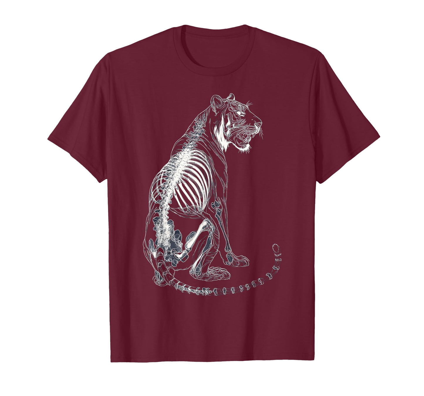 Halloween Tiger Skeleton Motif Animal Illustration Halloween T-Shirt