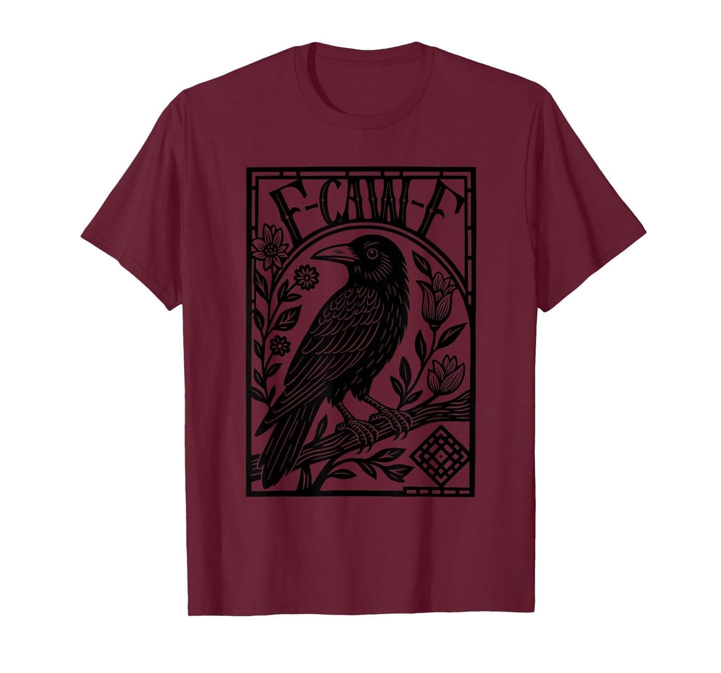Retro F-Caw-F Black Crow Funny Black Bird Saying Meme Dark T-Shirt