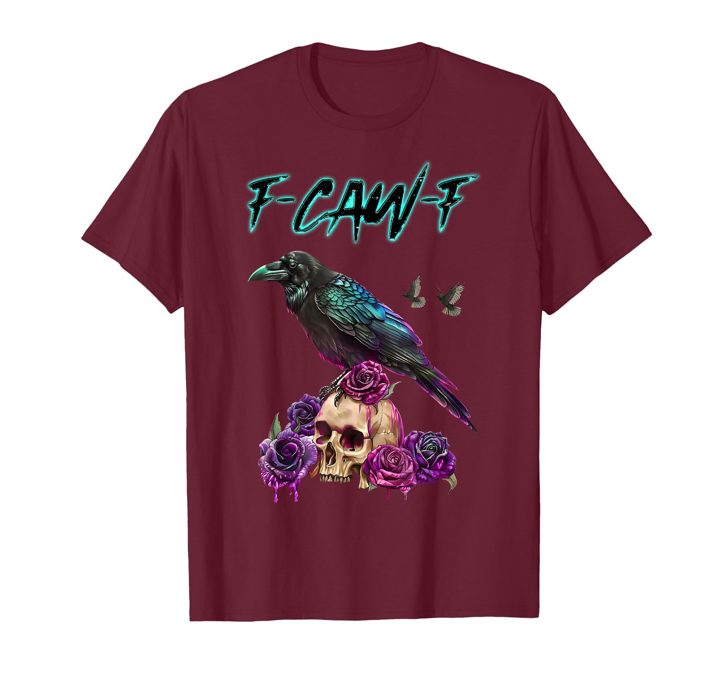F-Caw-F Funny Raven Black Crow Spooky Season Halloween Retro T-Shirt
