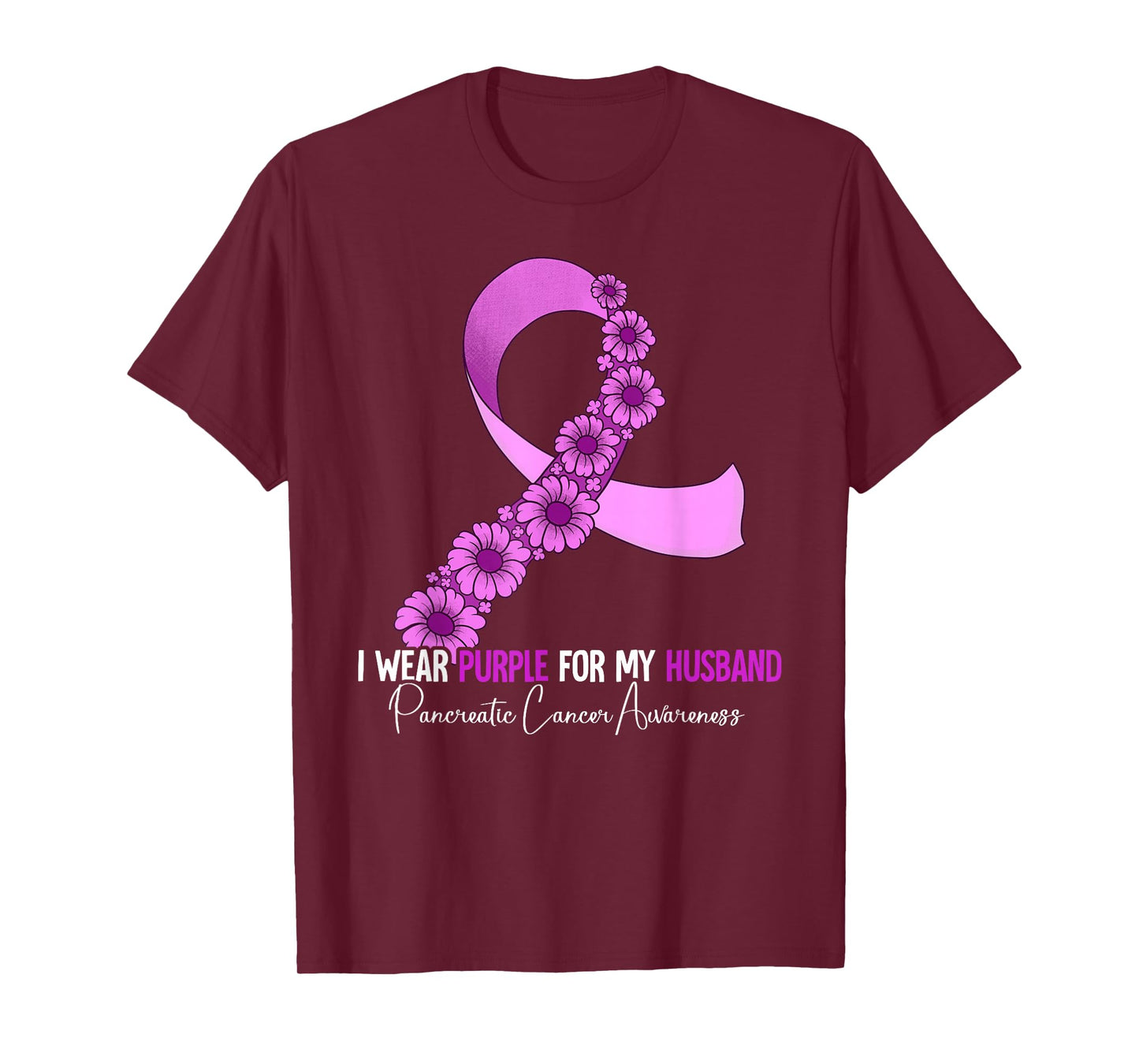 I Wear Purple For My Husband Pancreatic Cancer Awareness T-Shirt