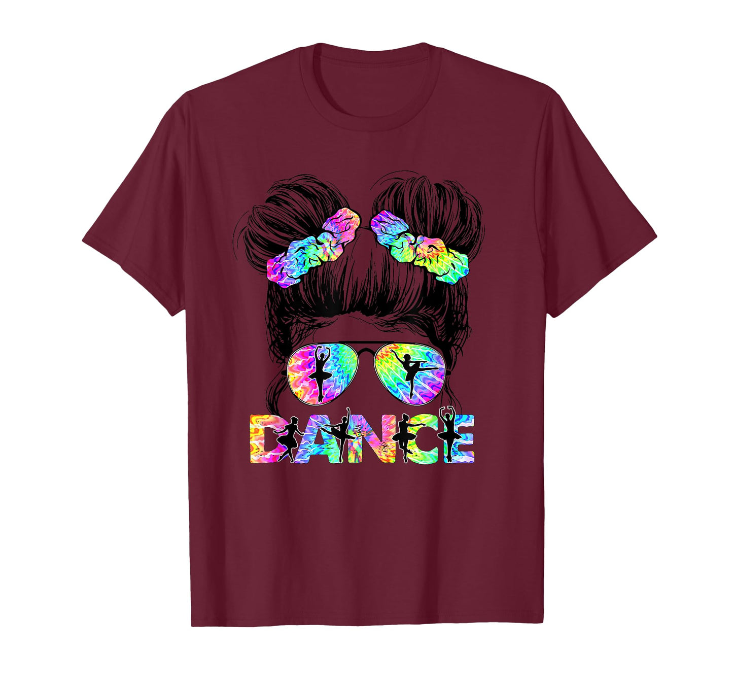 Messy Bun Dance Girl Tie Dye Dance Lover Dancing Life T-Shirt