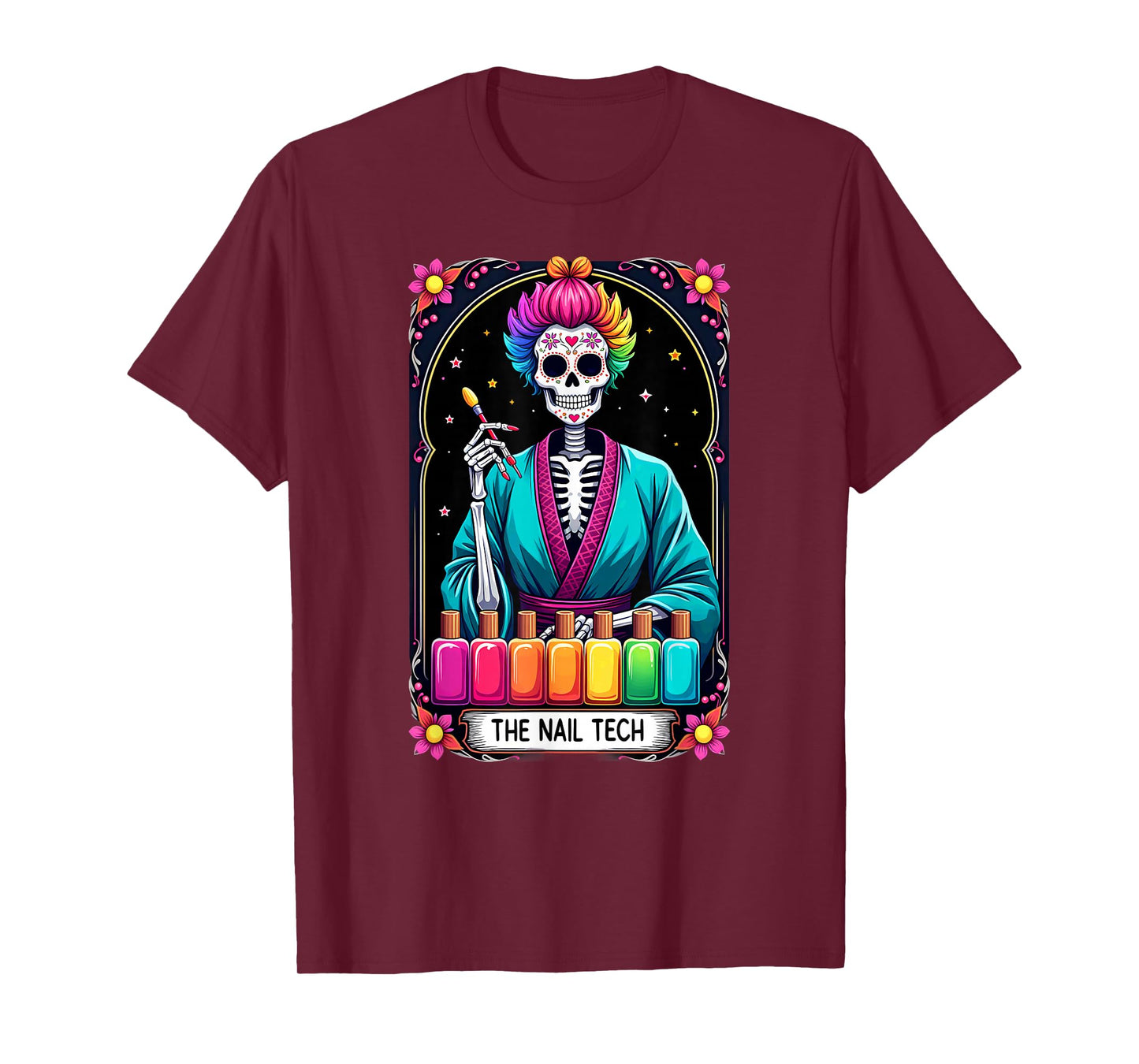 Tarot Card Nail Tech Skeleton Beautician Halloween T-Shirt