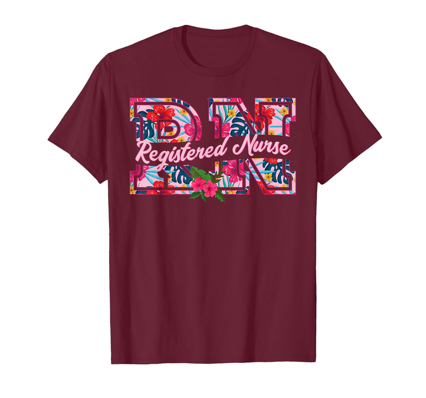 RN Tropical Flowers Registered Nurse Aloha Summer Vacation T-Shirt