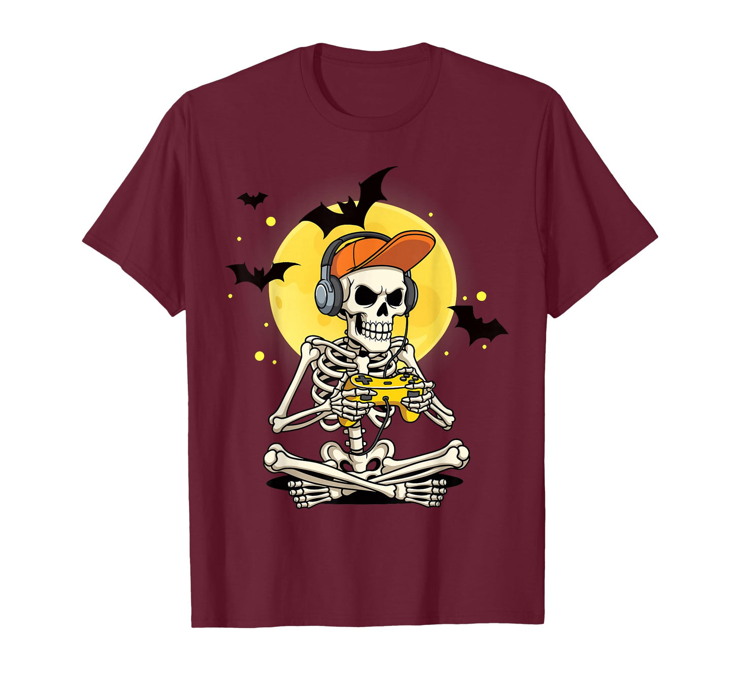 Funny Skeleton Video Game Halloween Gaming Gamer Boys Men T-Shirt