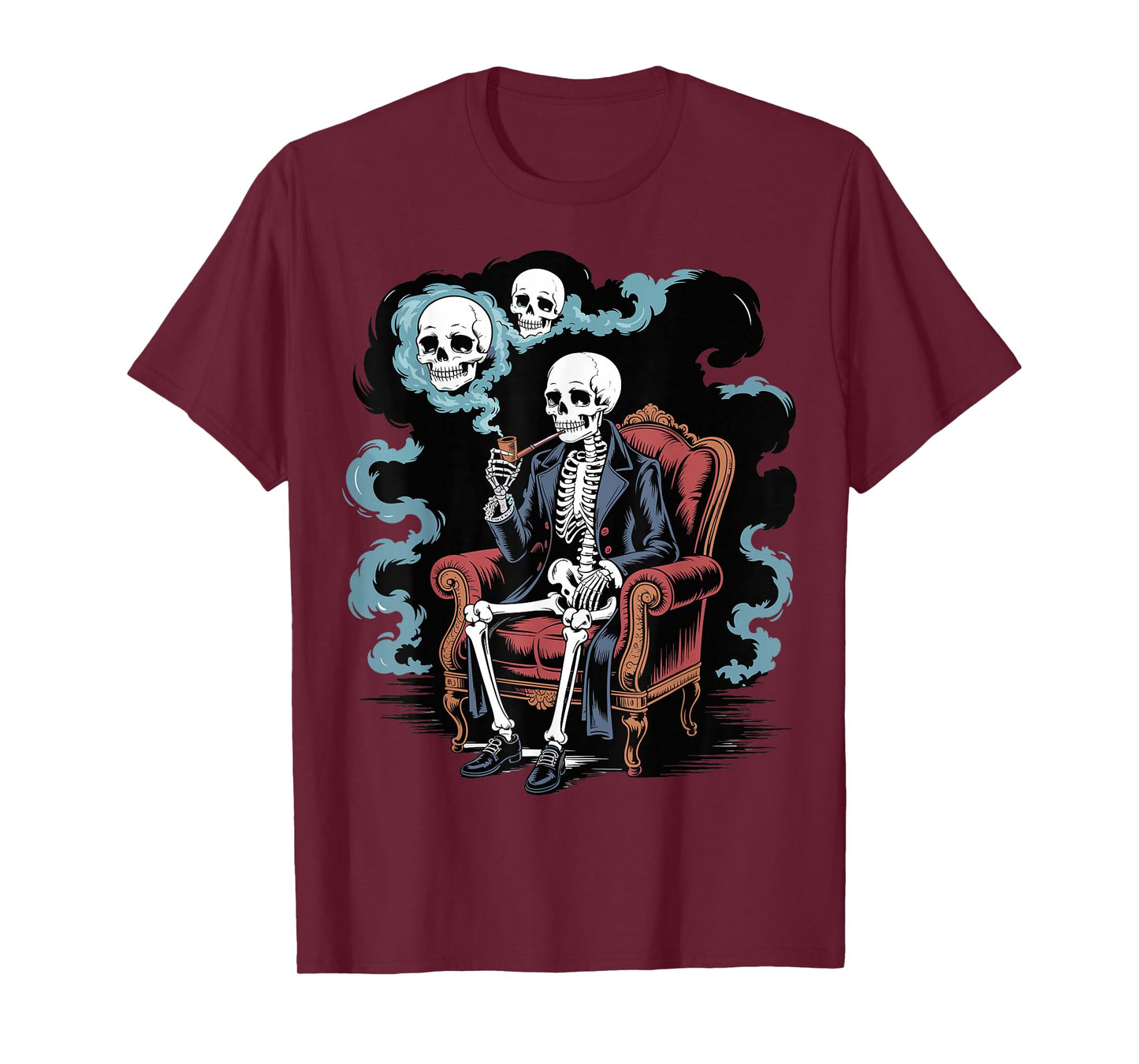 Smoking Skeleton Vintage Gothic Halloween Art T-Shirt