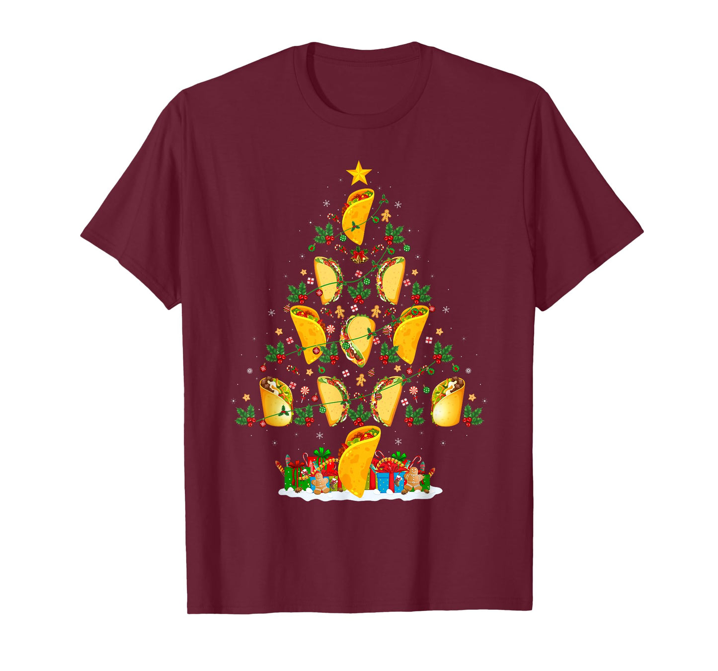 Taco Christmas Tree Funny Taco Fast Food Lover Foodie Xmas T-Shirt