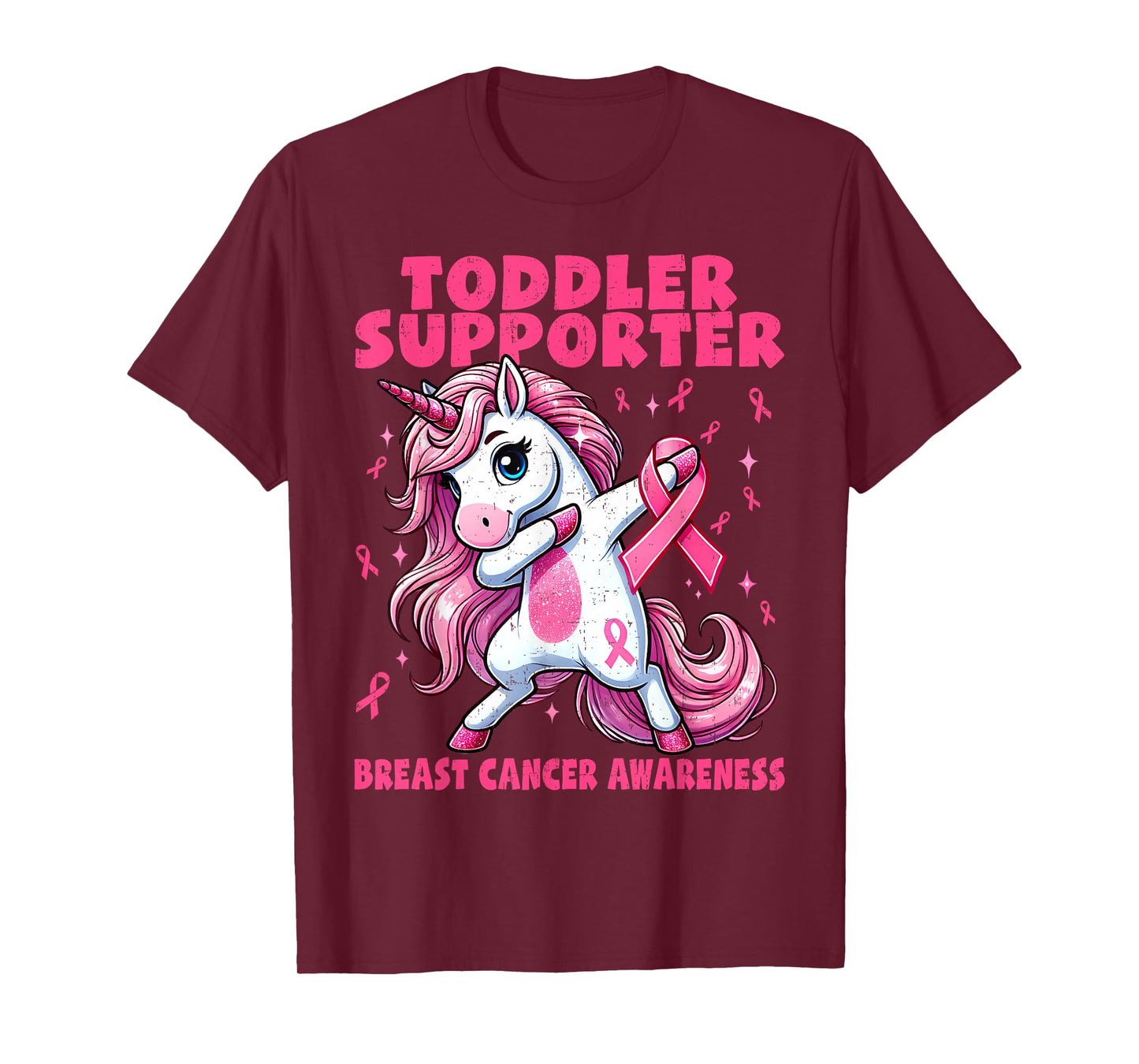 Kid Toddler Supporter Unicorn Breast Cancer Awareness Girls T-Shirt