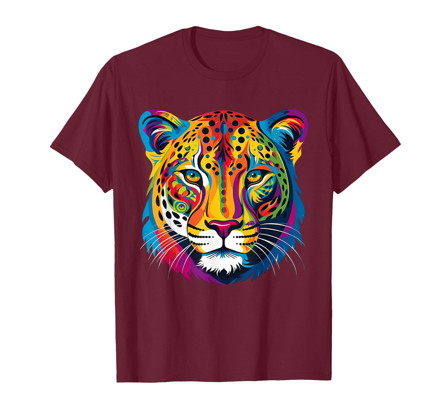 Colorful Cheetah Face Animal Print Big Cat Wildlife Graphic T-Shirt