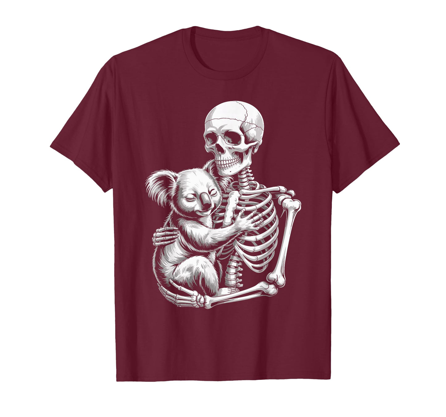 Skeleton Hugging Koala Bear Lover Spooky Season Halloween T-Shirt