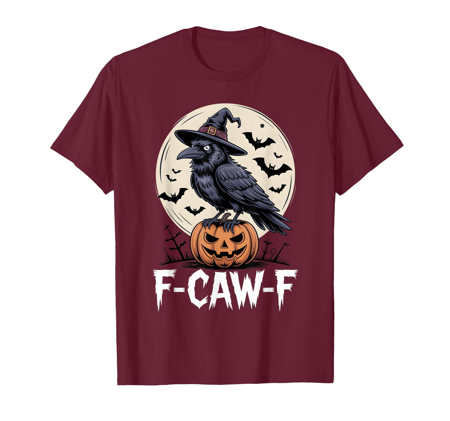 F-CAW-F Crow Pumpkin Moon Halloween Outfit for Adults T-Shirt