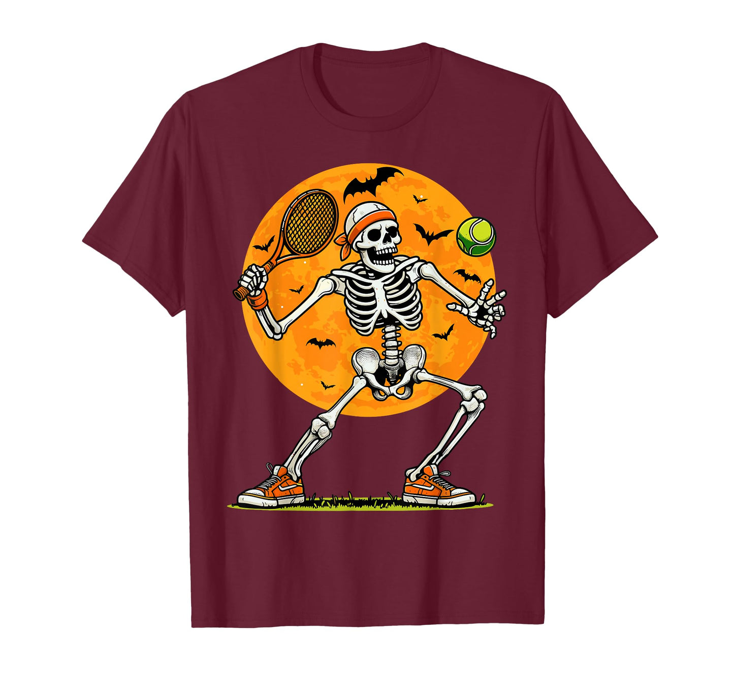 Tennis Skeleton Spooky Boys Funny Halloween Tennis Player T-Shirt