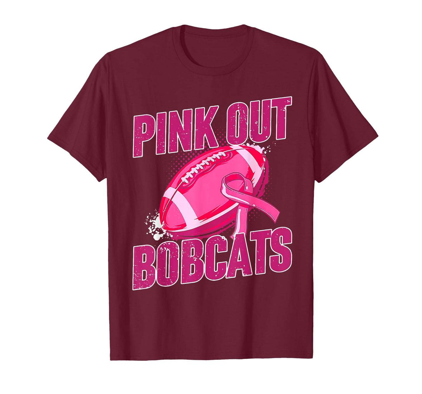 Bobcats Pink Out Football Tackle Breast Cancer T-Shirt