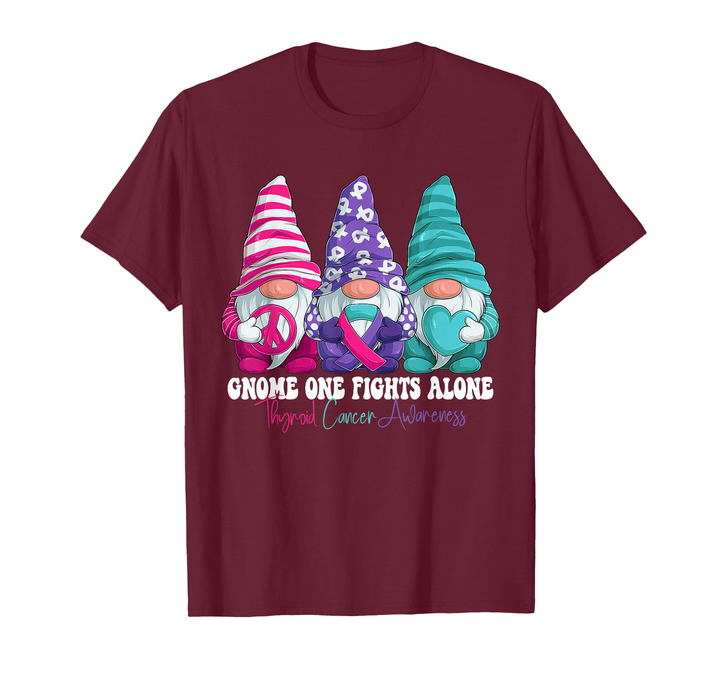 Funny Gnomies Thyroid Cancer Awareness Month Ribbon T-Shirt
