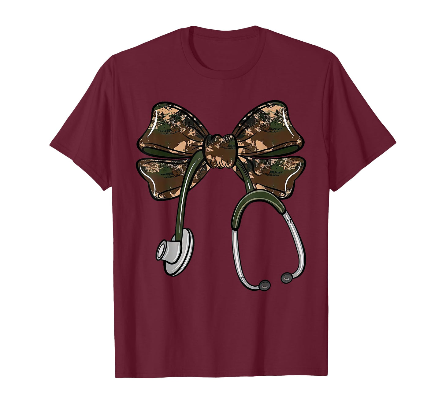 Cute Camo Nurse Coquette Bow Stethoscope Registered Nurse T-Shirt