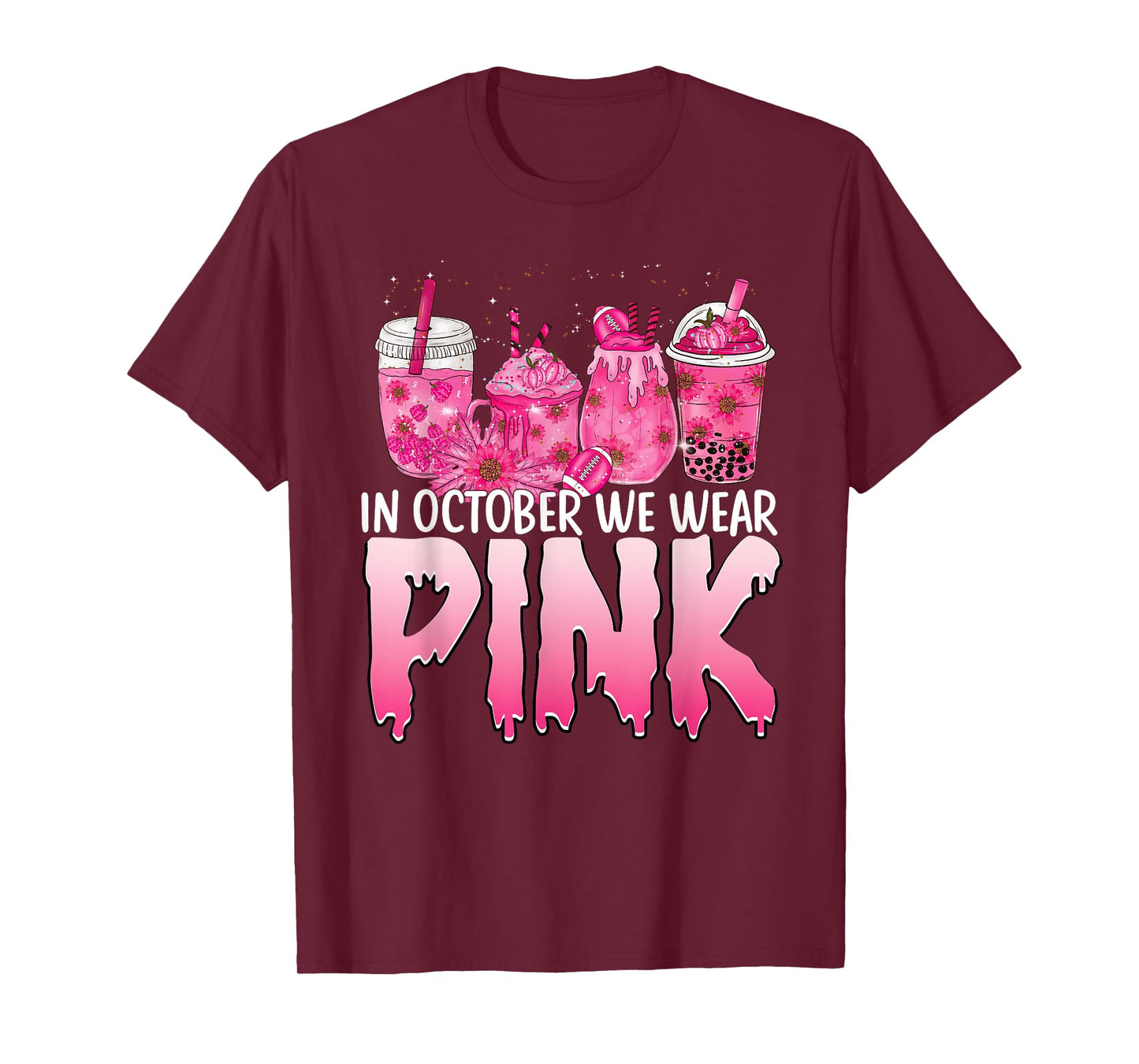 Breast Cancer Awareness Coffee Latte Fall Autumn Season 2022 T-Shirt