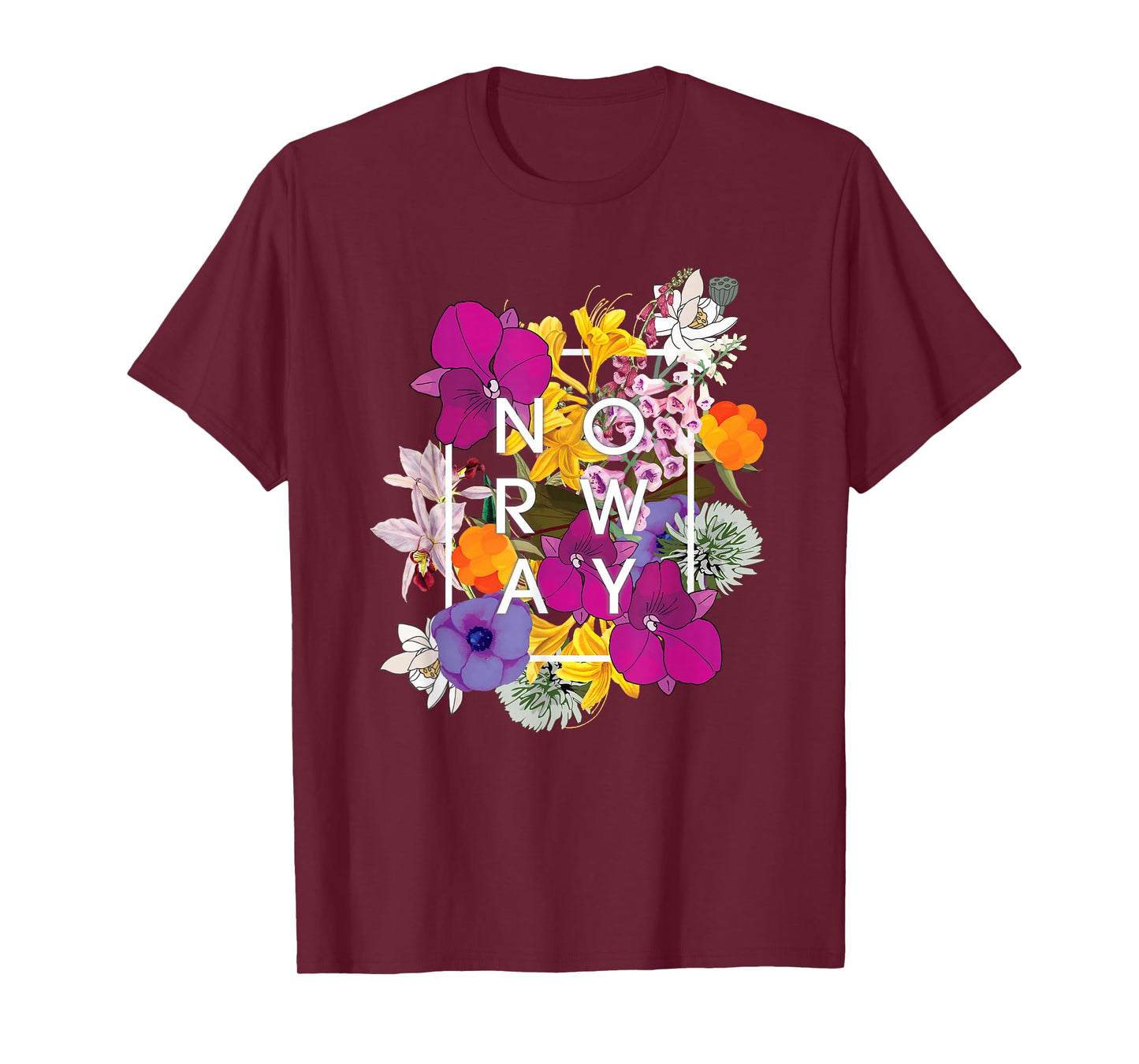 Flowers of Norway Word Art - Norwegian Pride T-Shirt