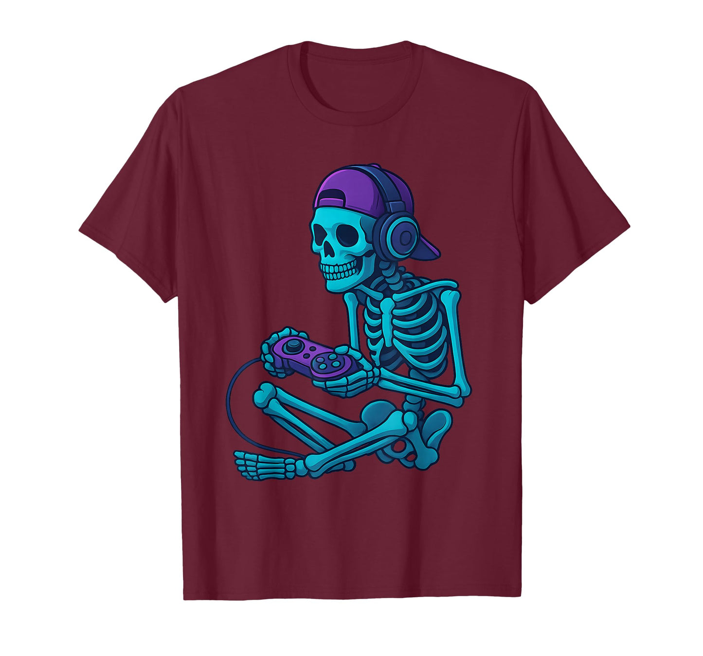 Funny Skeleton Video Game Halloween Gaming Gamer Boys Men T-Shirt