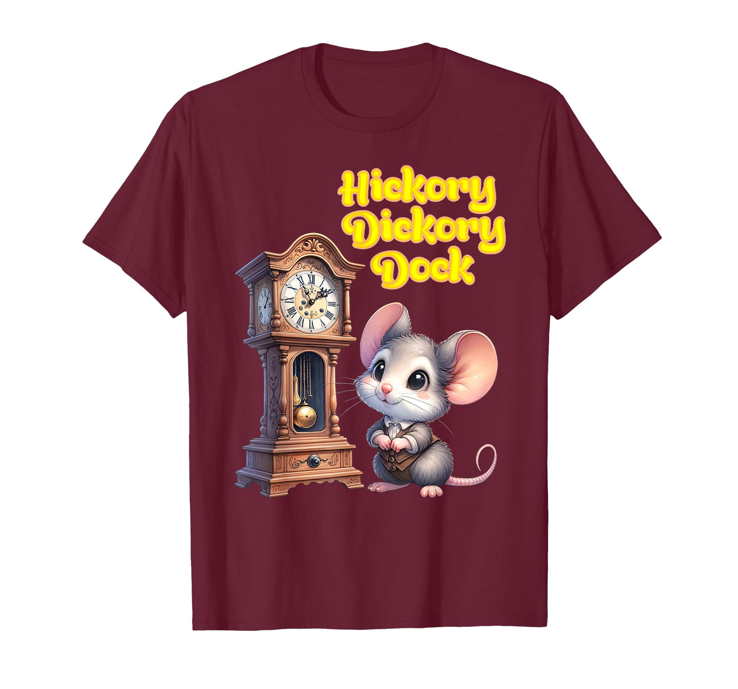 Hickory Dickory Dock Nursery Song Rhyme Mouse Old Clock Song T-Shirt