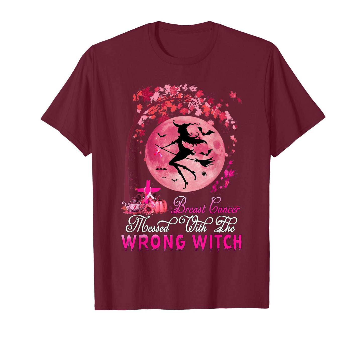 Breast Cancer Messed With The Wrong Witch Support Cancer T-Shirt