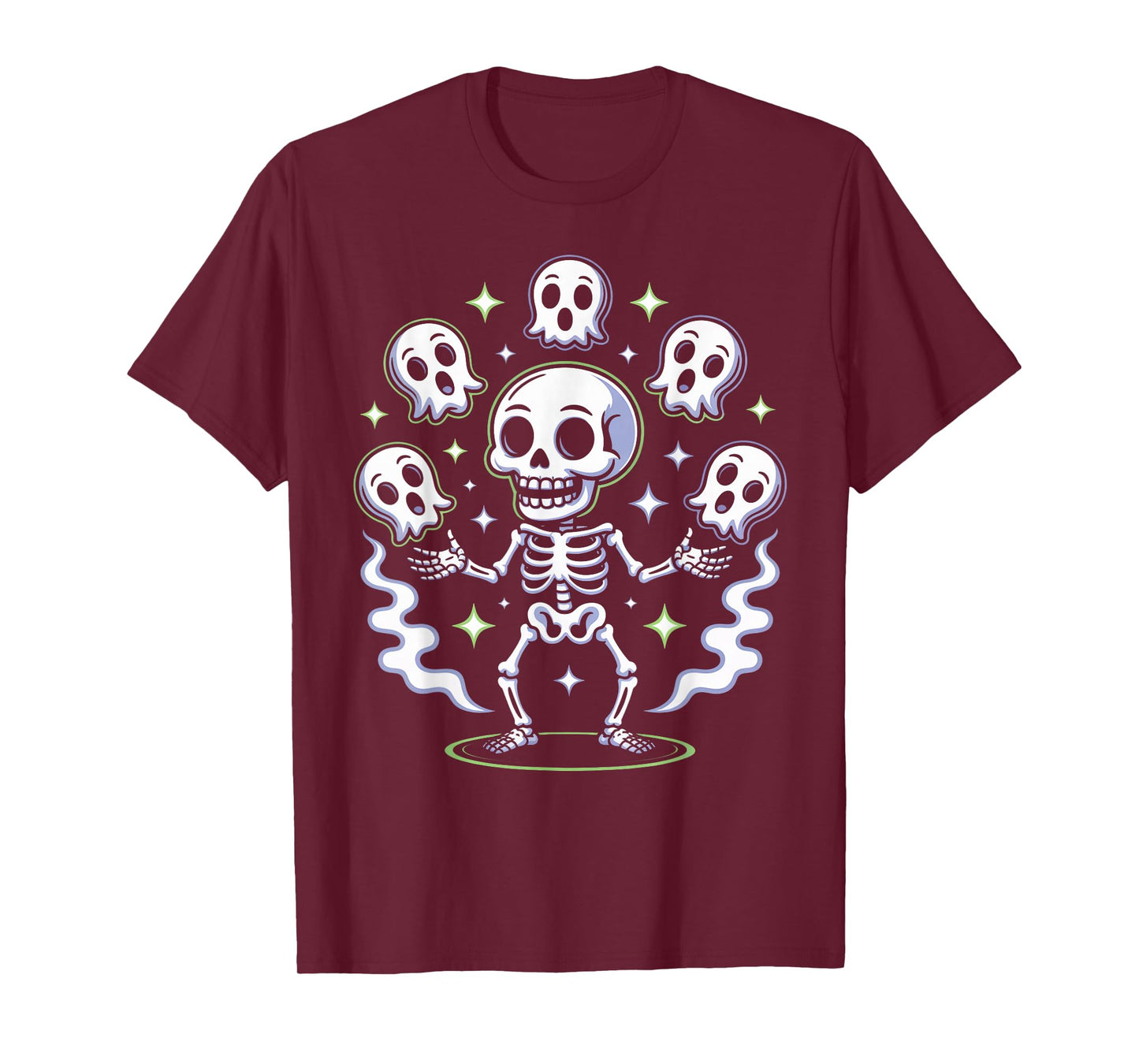 Funny Skeleton Juggling Ghosts Spooky Halloween Outfit T-Shirt
