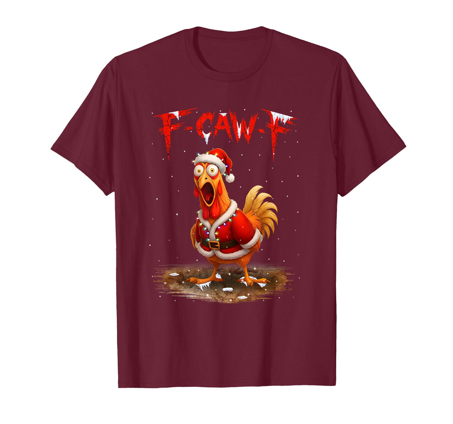 F-Caw-F Funny Chicken Santa Christmas Lights FCAWF T-Shirt