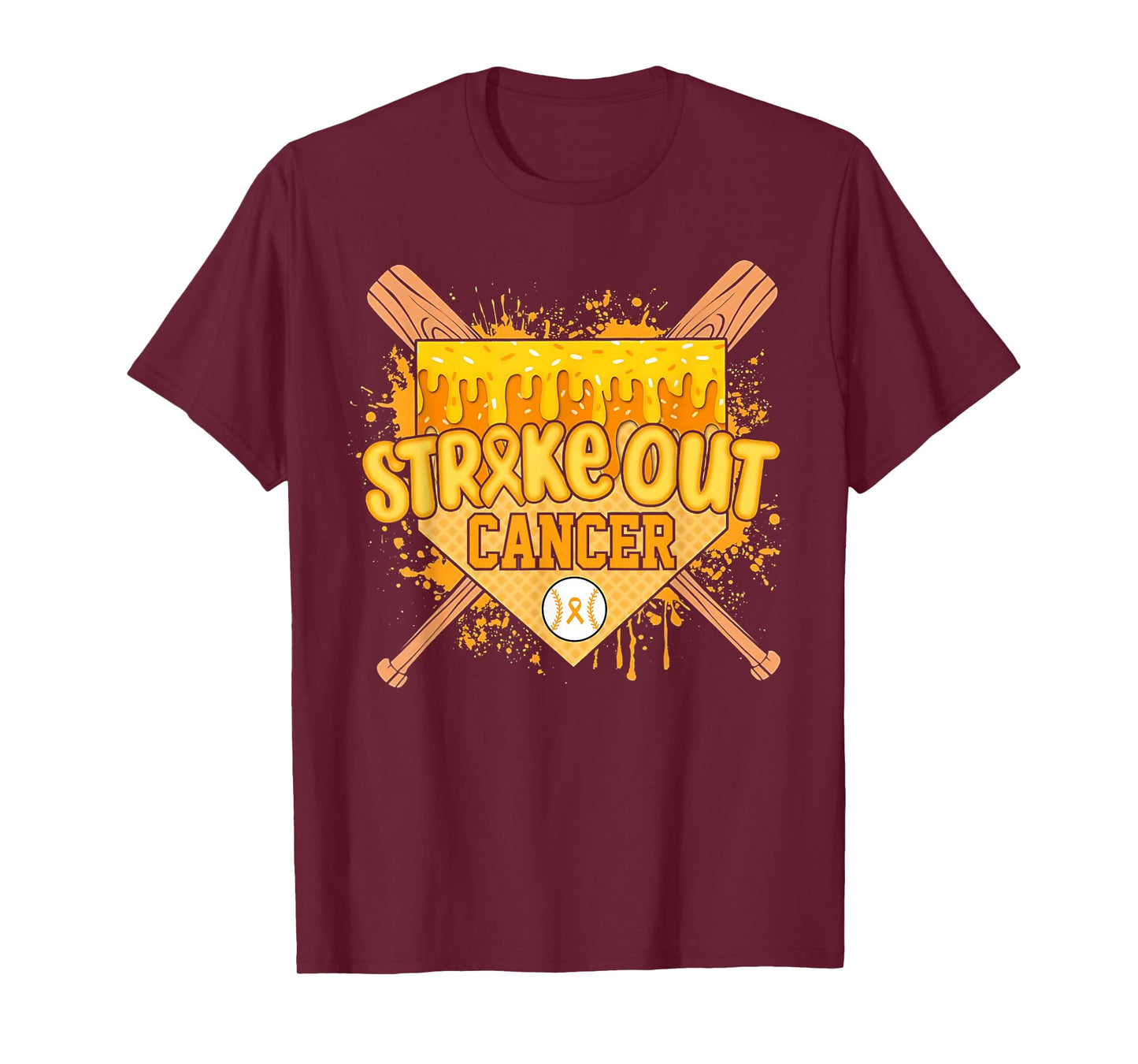 Baseball Ice Cream Drip Strike Out Childhood Cancer Boy Kid T-Shirt