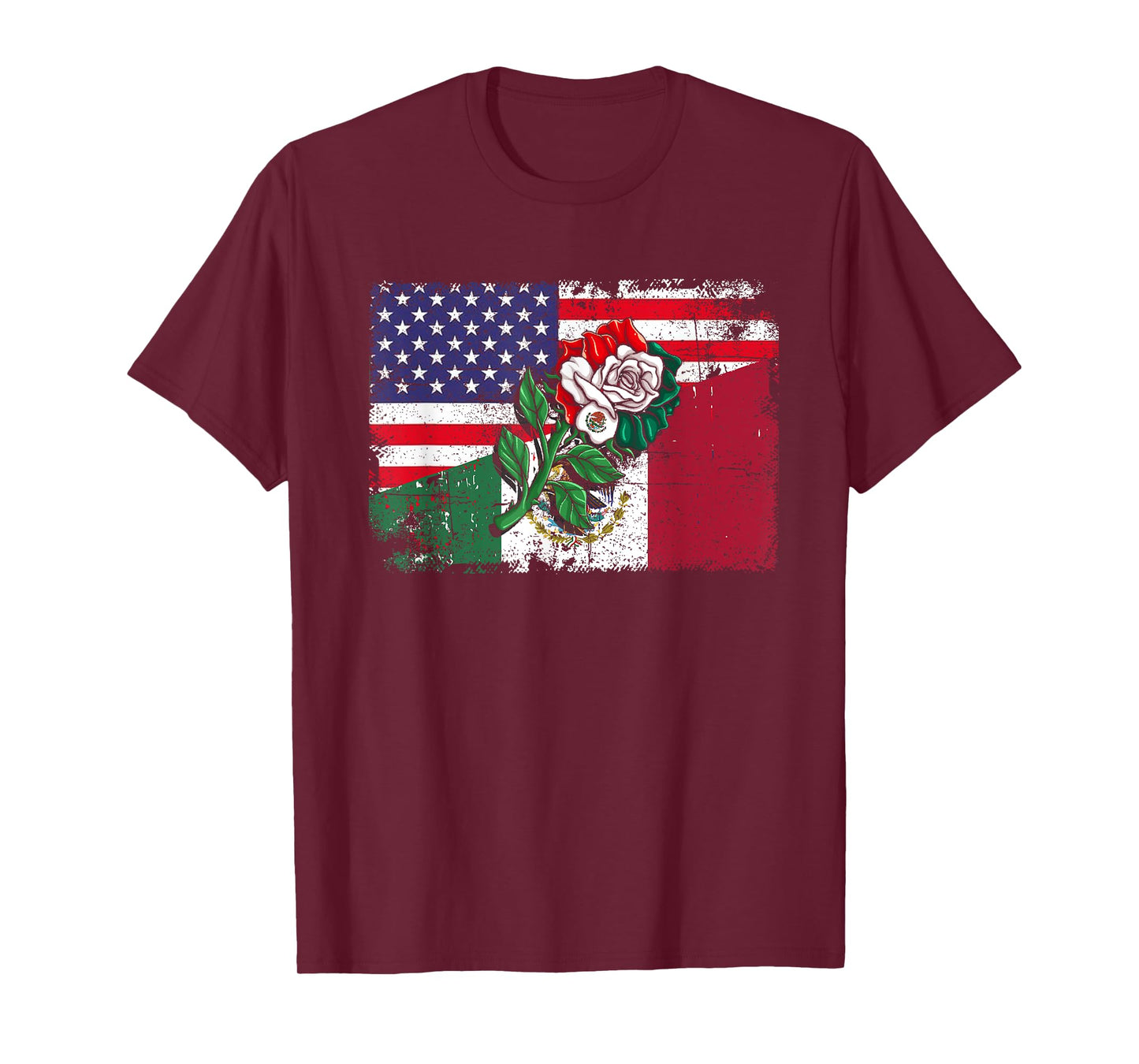 Mexico Tshirt US Flag Mexican Flag American Flag Rose T-Shirt for Women Kids Men