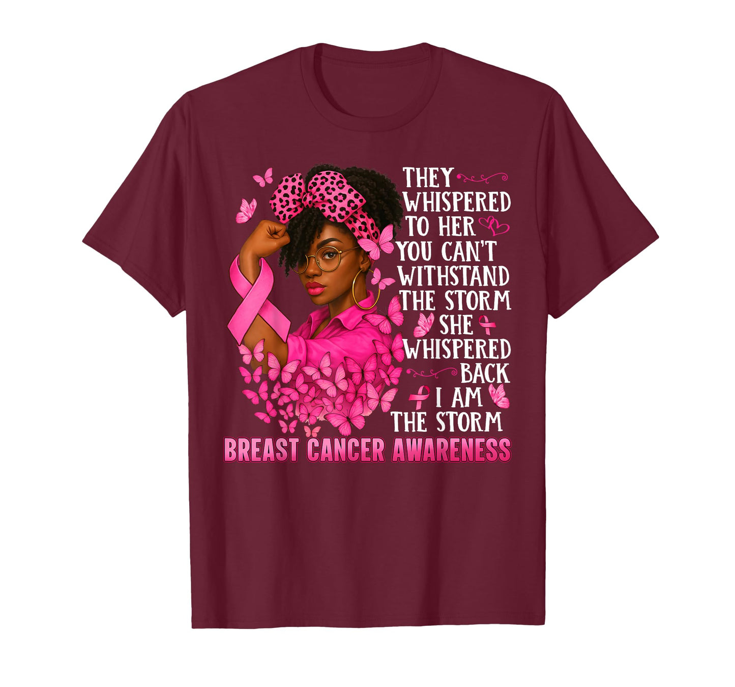 I'm The Storm Black Women Warrior Pink Ribbon Breast Cancer T-Shirt