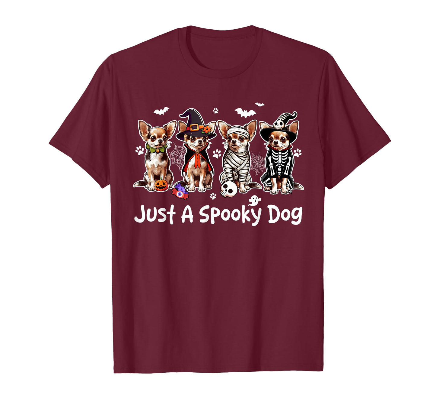 Just A Spooky Halloween Dog Group Chihuahuas As Witch Mummy T-Shirt