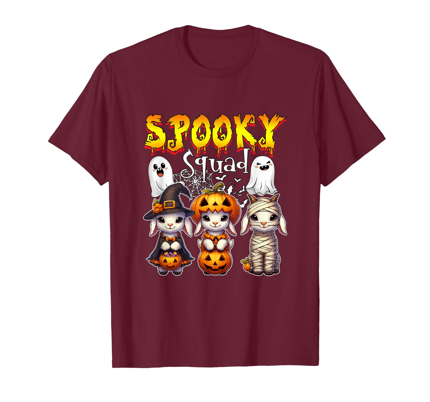 Spooky Halloween Squad Three Cute Goats Cosplay Witch T-Shirt
