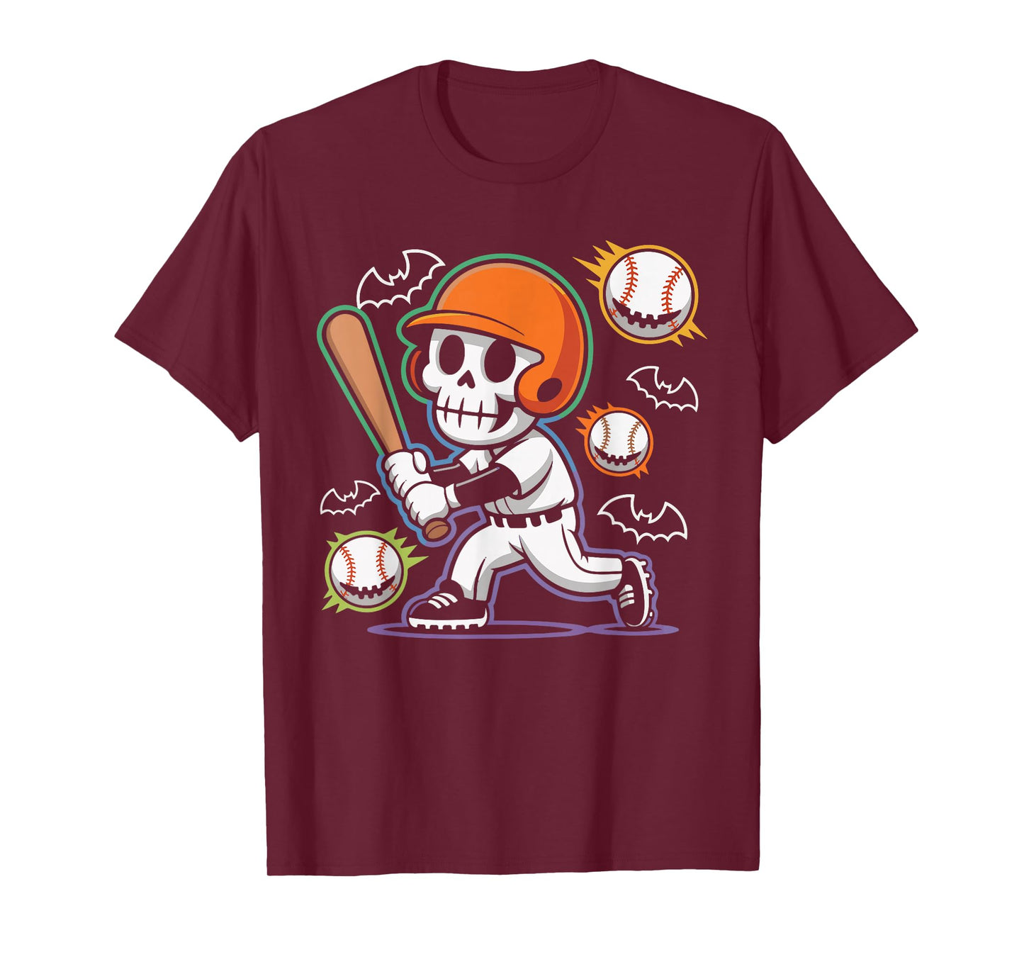 Spooky Season Skeleton Baseball Player Halloween Batter Men T-Shirt
