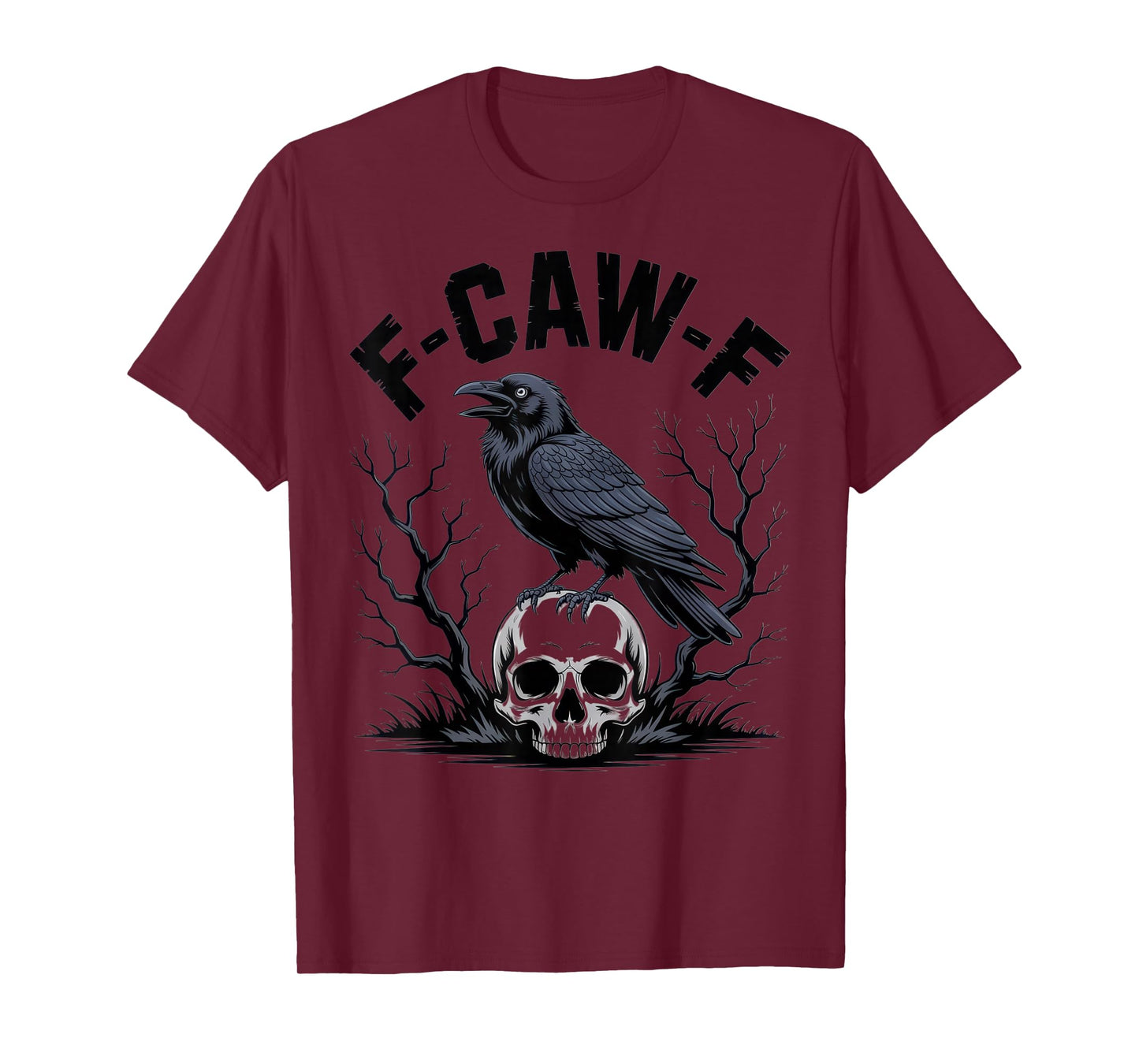 F-CAW-F Raven Skull Art for Gothic Lovers Halloween Vibes T-Shirt