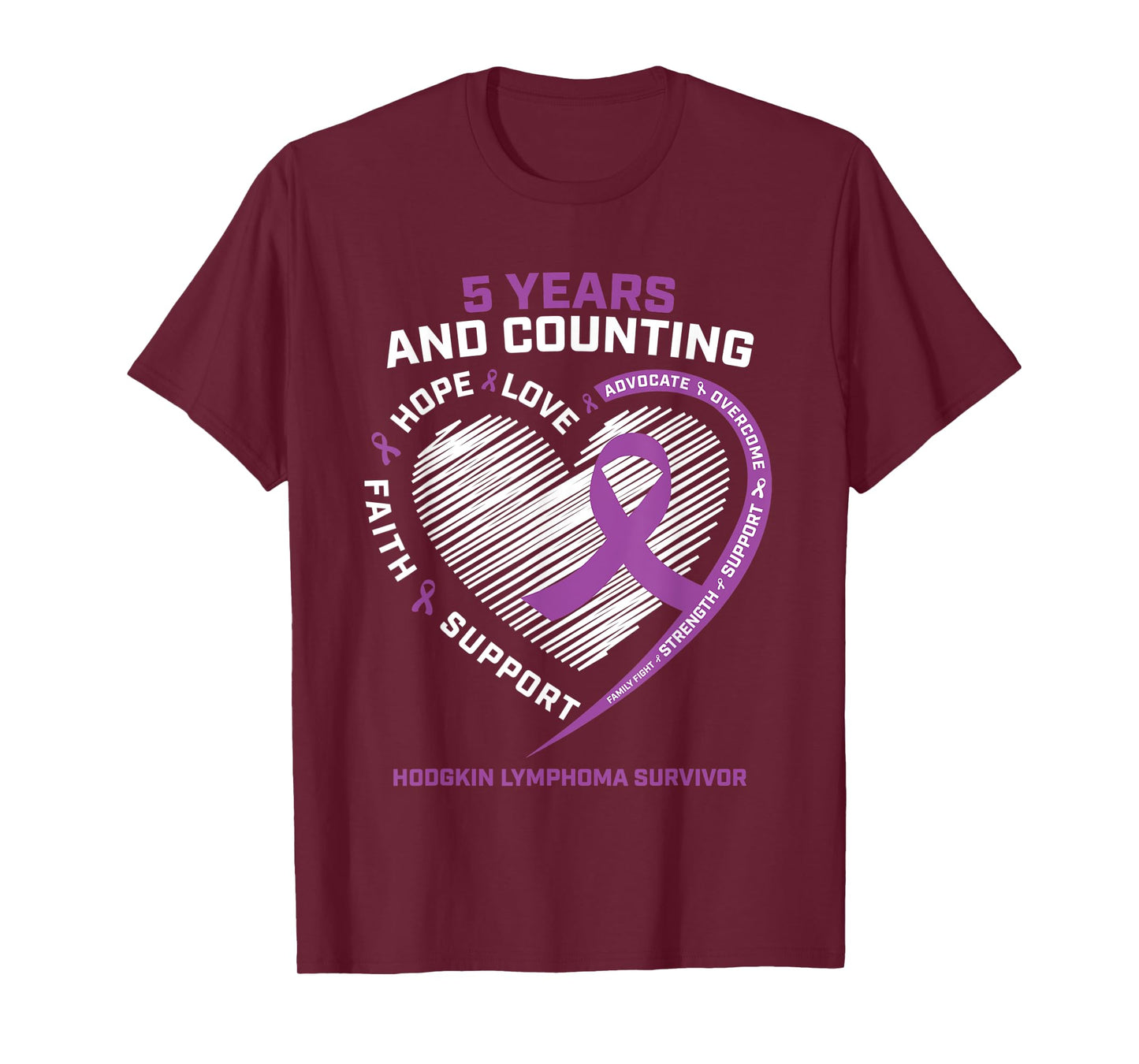 5 Years Cancer Free Gifts Women Hodgkin's Lymphoma Survivor T-Shirt