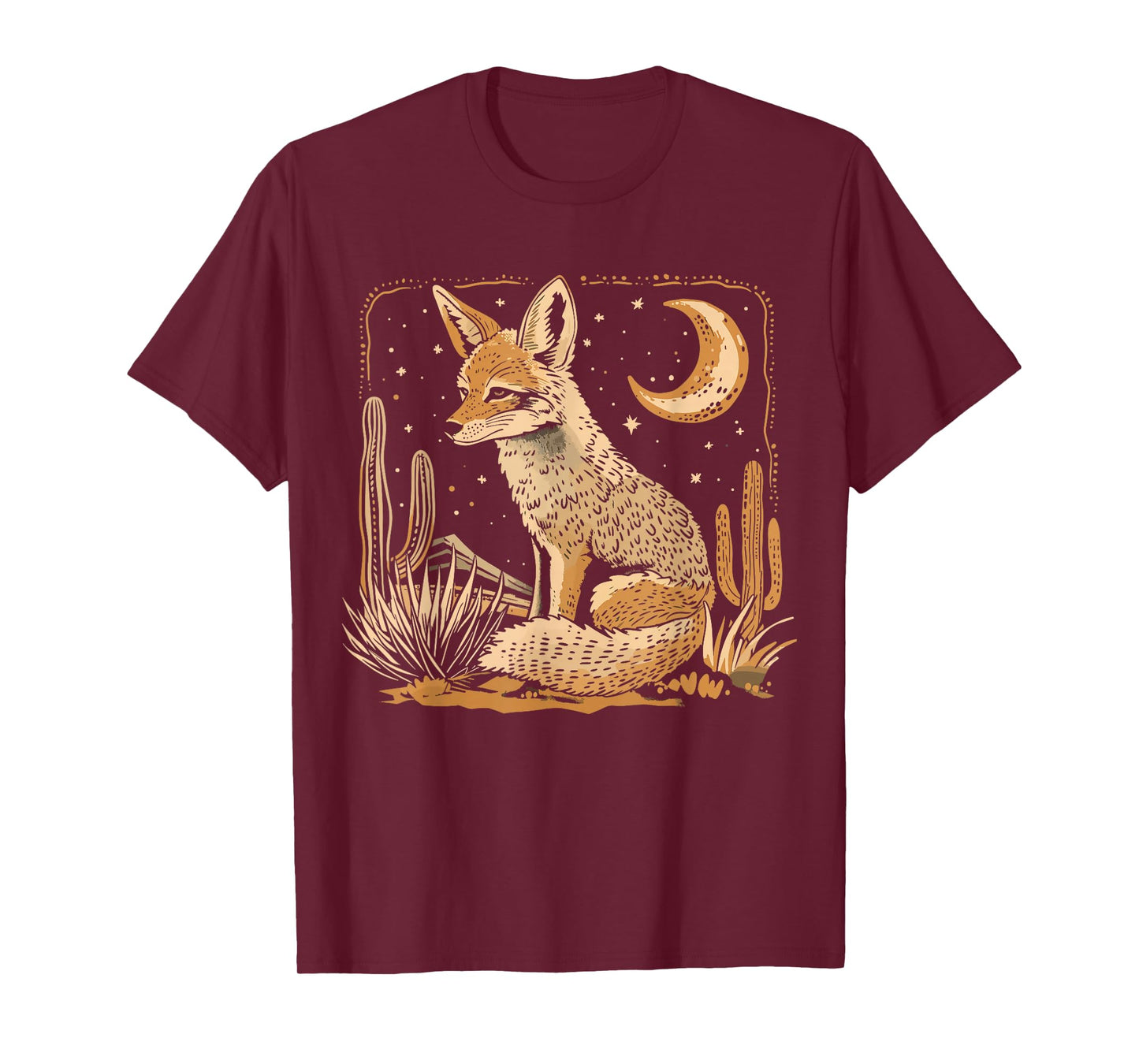 Coyote Desert Nature Scenic Wild Animal South West Cactus T-Shirt
