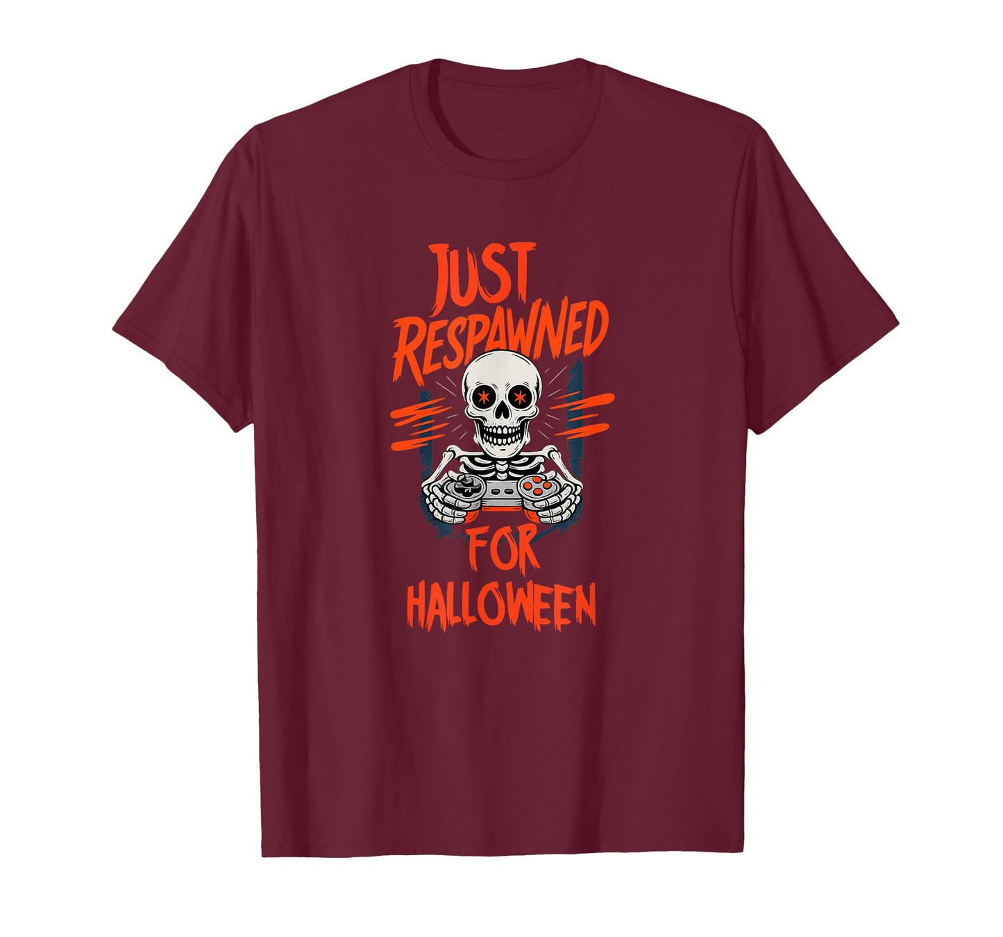 Skeleton Gamer Just Respawned Funny Halloween T-Shirt