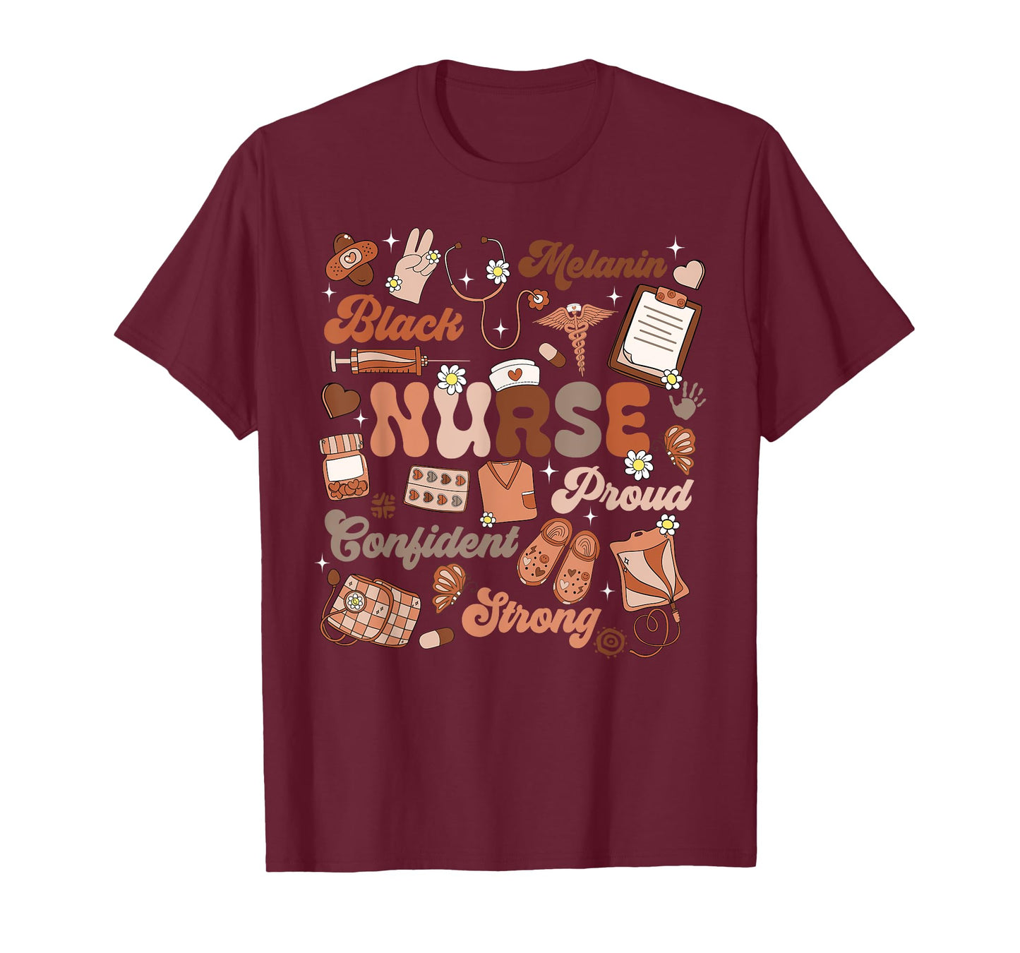Black History Month Black Melamin Confident Strong Nurse T-Shirt