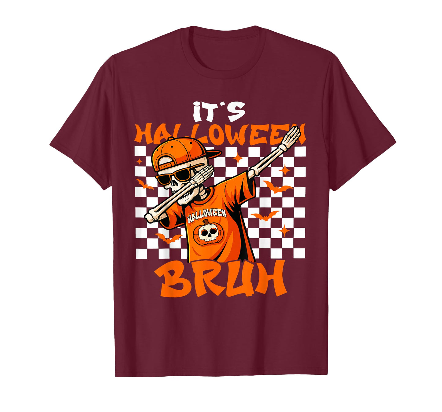 Bruh Halloween Dabbing Skeleton Spooky Vibes Pumpkin Season T-Shirt