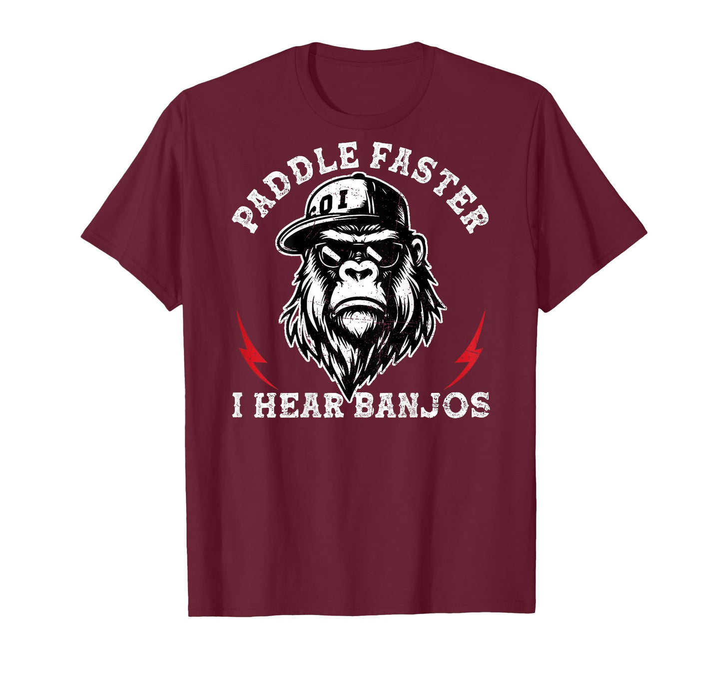 Paddle Faster I Hear Banjos Funny Monkey (On Back) T-Shirt