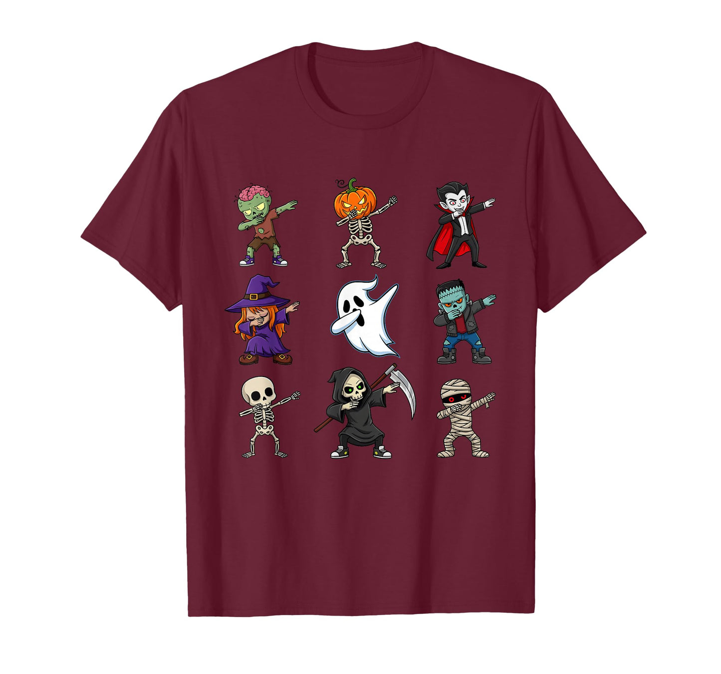 Dabbing Halloween Ghost Witch Zombie Vampire Skeleton Kids T-Shirt