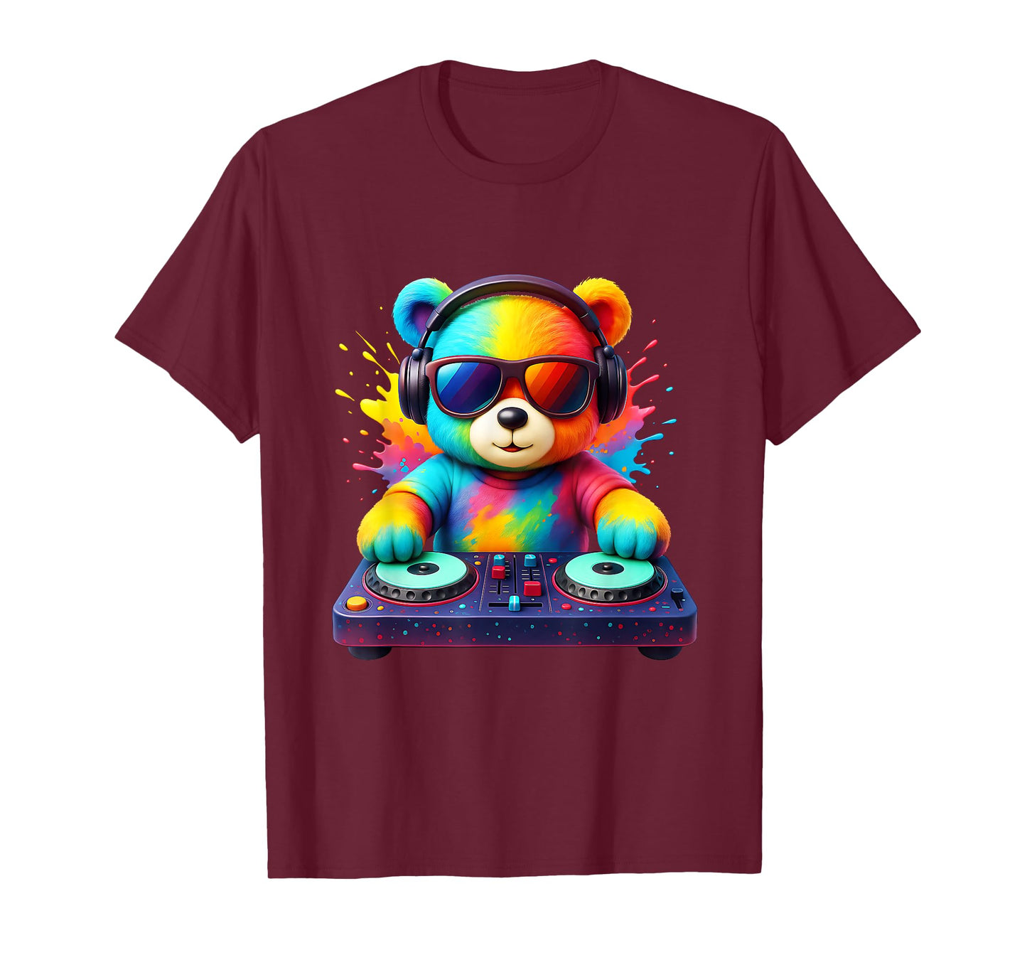 Colorful Teddy Bear Dj Disc Jockey Kids Music Deejay T-Shirt