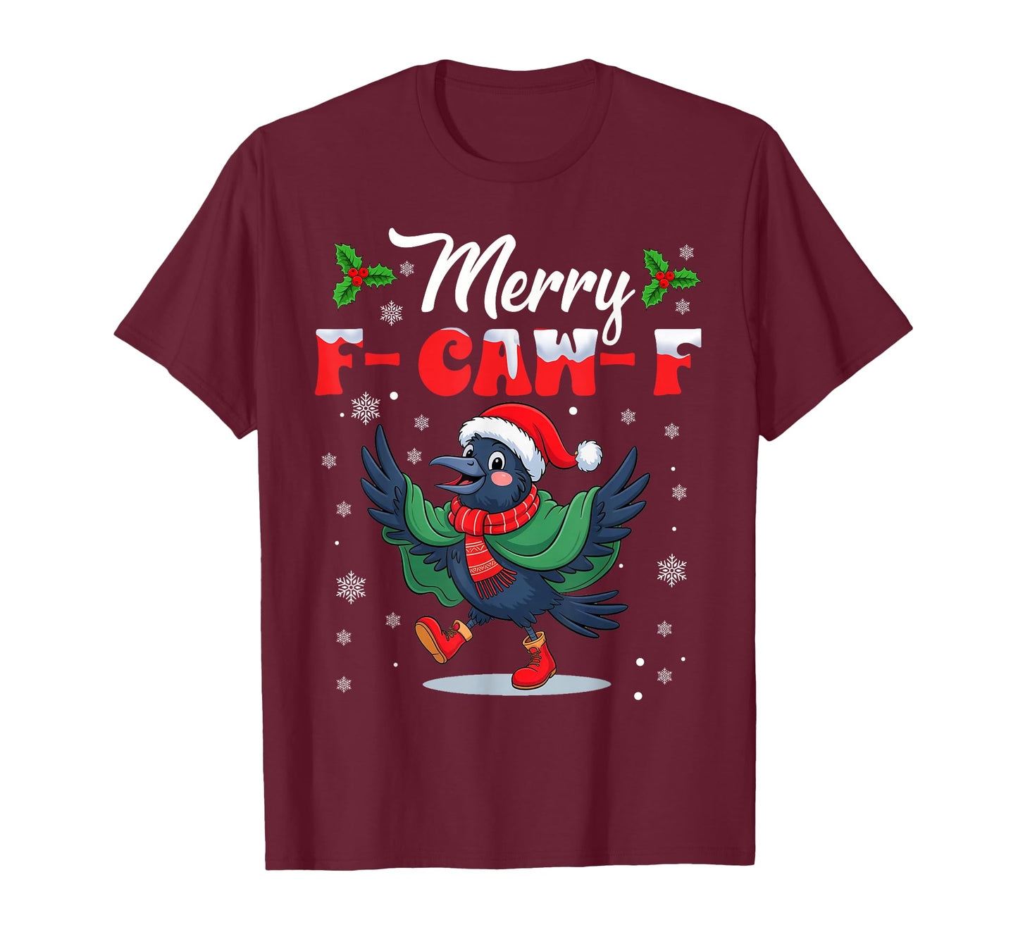 Black Crow F-Caw-F Funny Appropriate Christmas Adult Humor T-Shirt