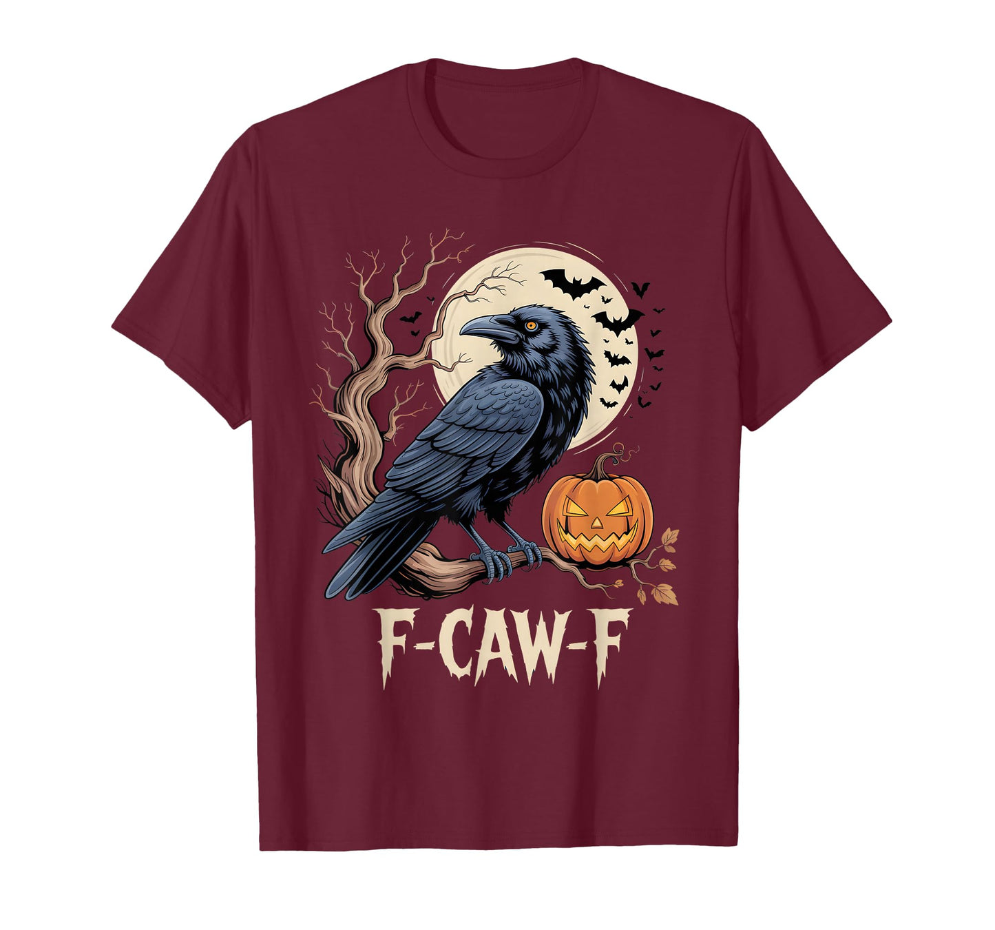 F-Caw-F Crow Funny Halloween Crow Moon Pumpkin Vibes T-Shirt