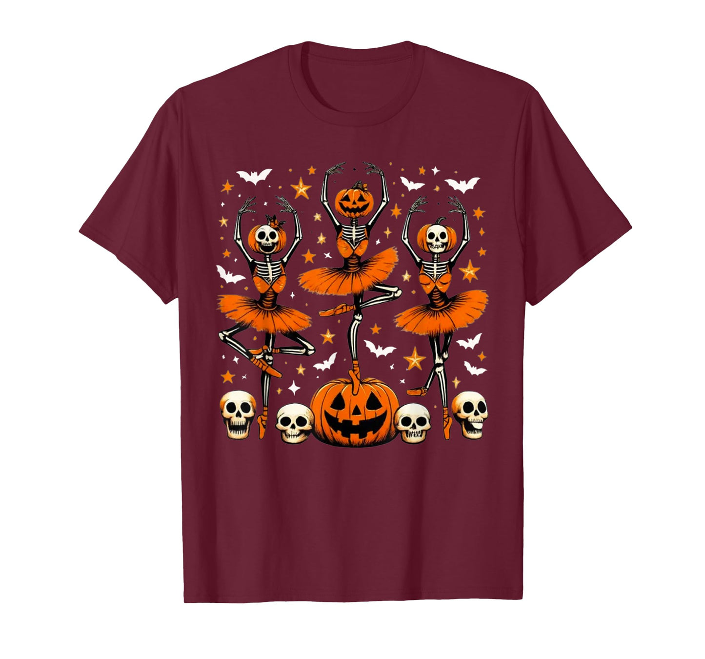 Ballet Pumpkin Skeleton Scary Halloween Men Women Boys Girls T-Shirt