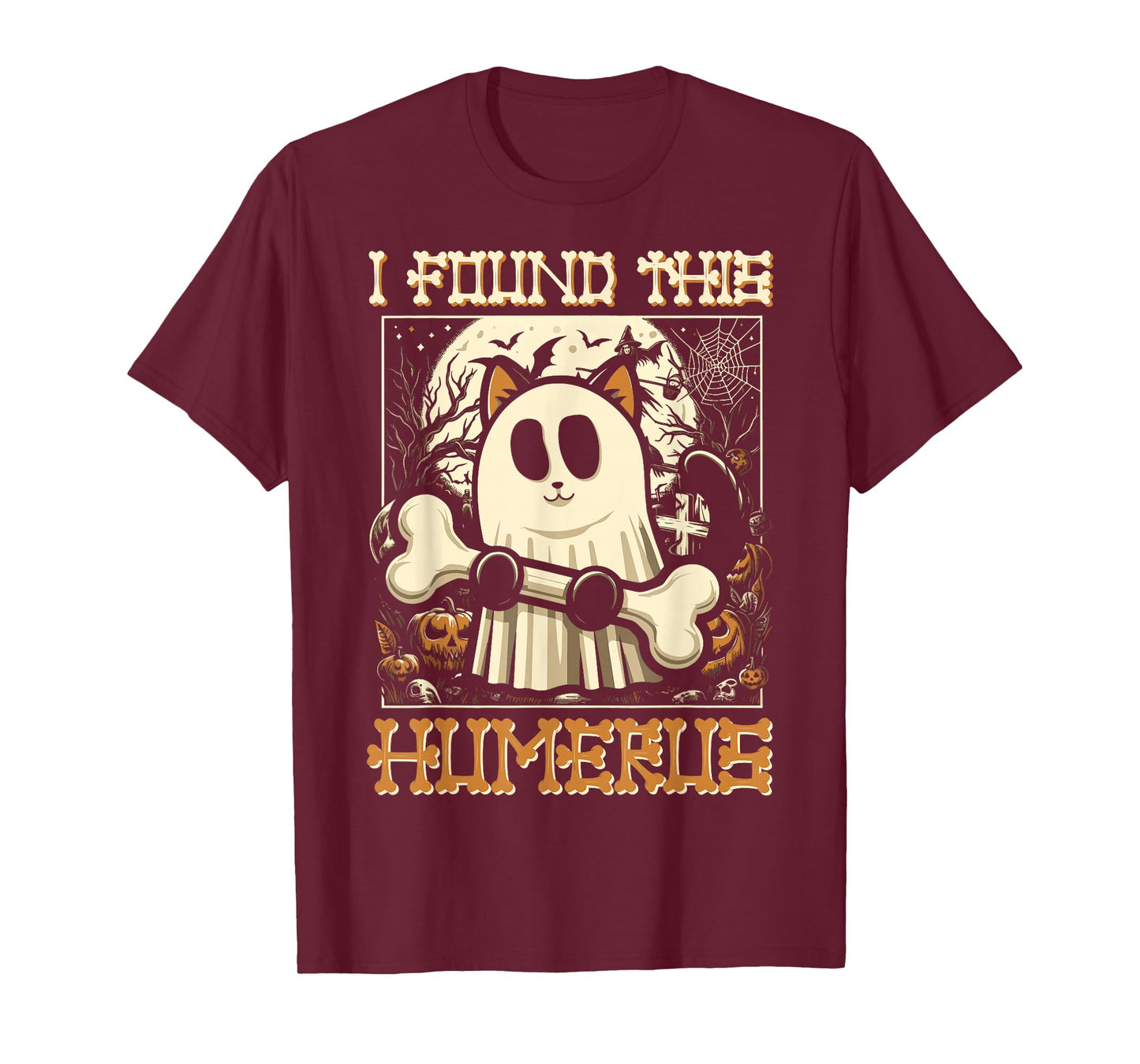 I Found This Humerus - Funny Cat Halloween T-Shirt