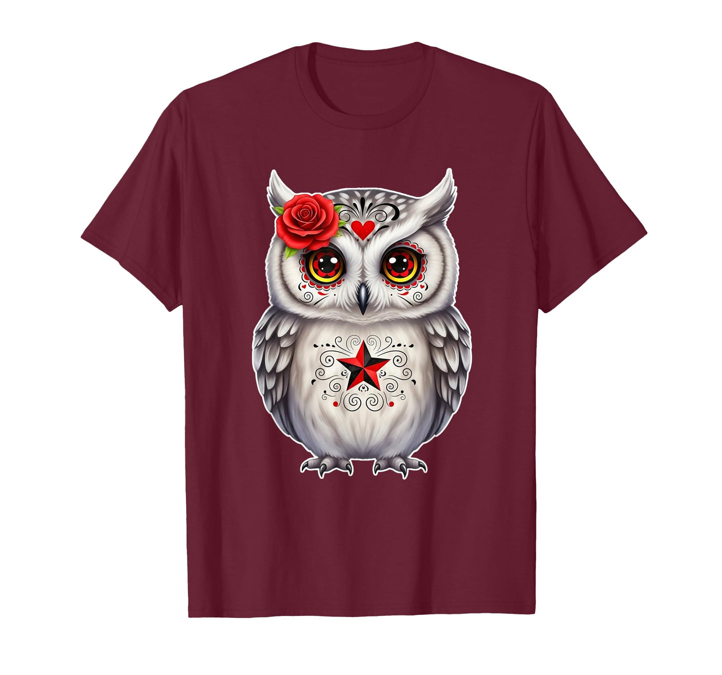 Sugar Skull Owl Halloween Graphic T-Shirt