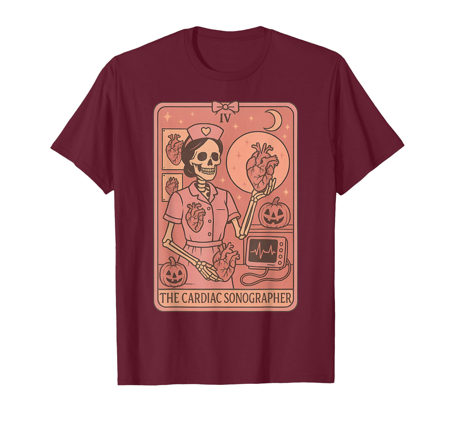 Cardiac Sonographer Tarot Card Skeleton Ultrasound Halloween T-Shirt