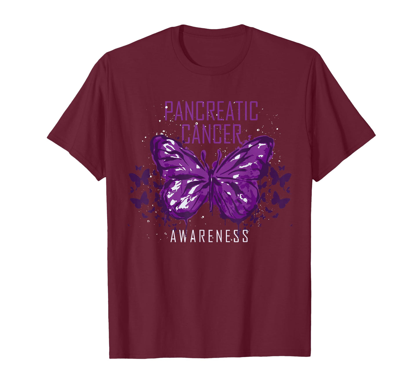 Insect Purple Ribbon Butterfly Pancreatic Cancer Awareness T-Shirt